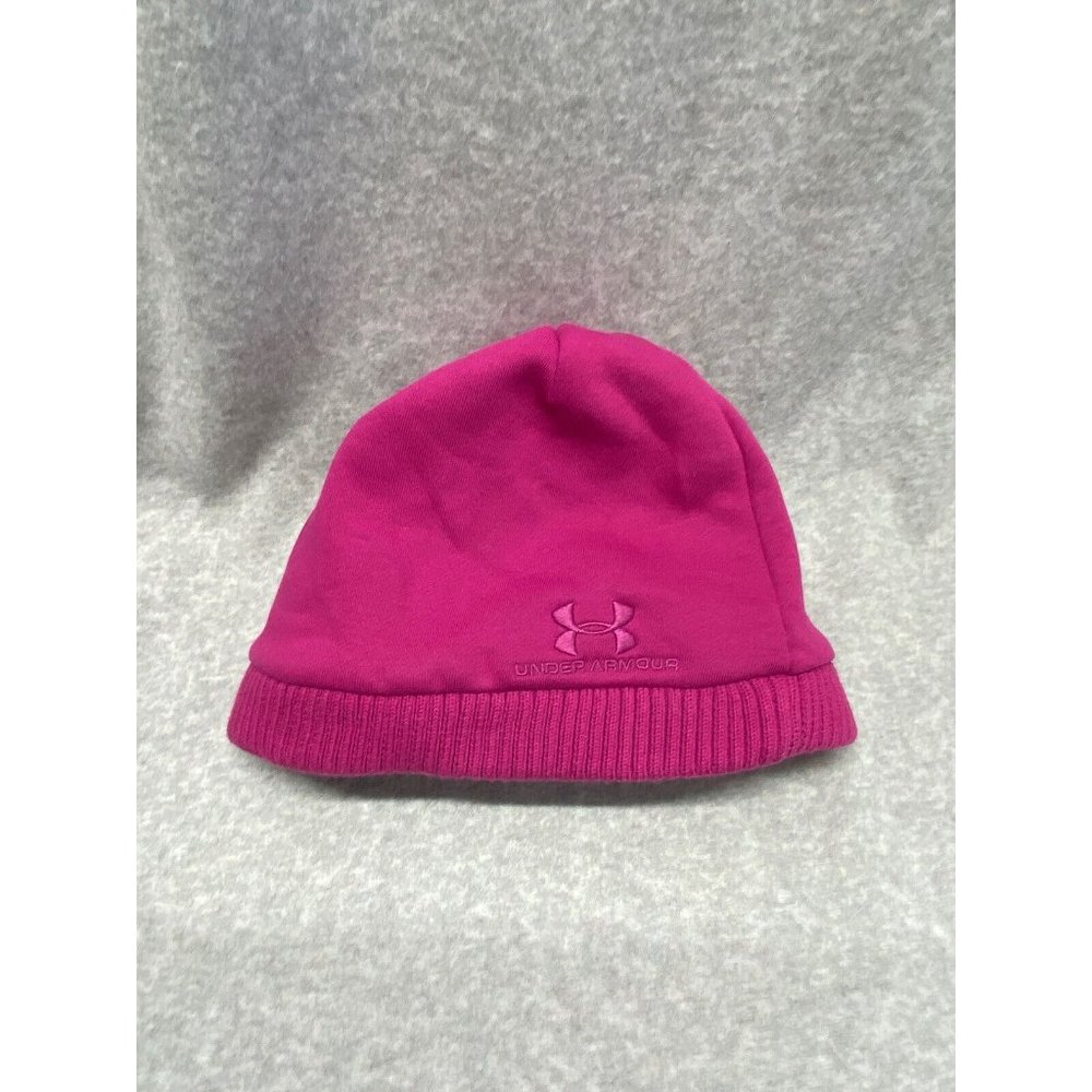 Under Armour Storm Cold Gear Women Beanie Winter Hat Fleece Lined Gray Pink Cap